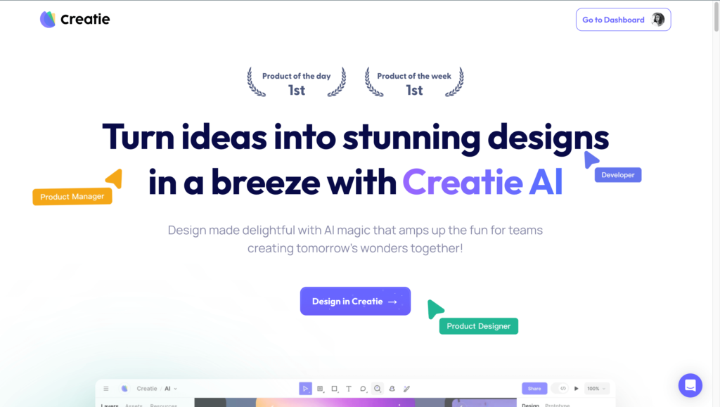 Creatie homepage